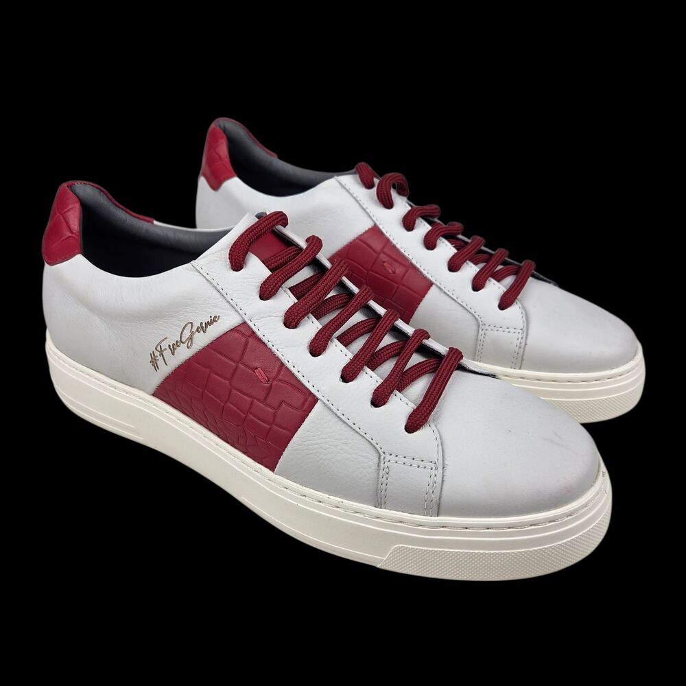 Gernie 613's Low Athletic Sneakers White Maroon Leather Lace Up Mens Size 11